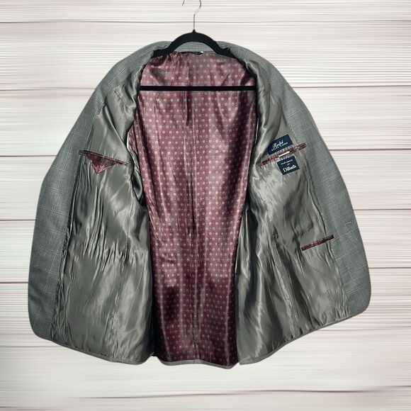 Ralph Lauren Gray Suit Jacket Blazer Gray Plaid Wool Silk Linen Blend 42L - Picture 6 of 16